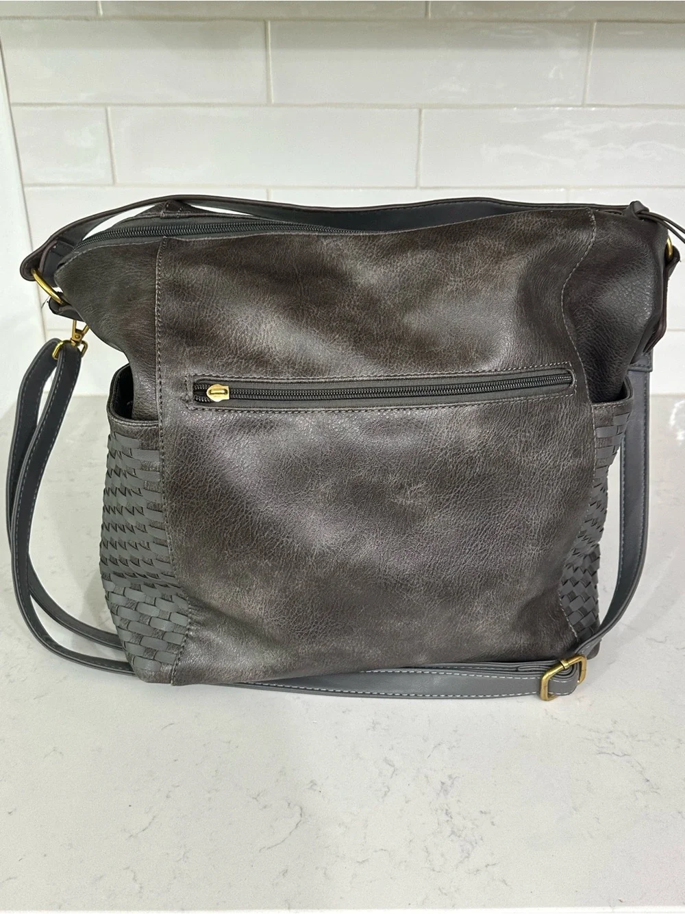 Wrangler Gray Faux Leather Shoulder Bag